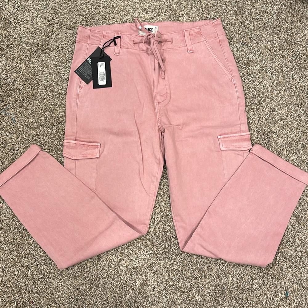 Paige Christy Cargo Jeans Pants VINTAGE GARDEN ROSE sz 30 - Picture 7 of 7